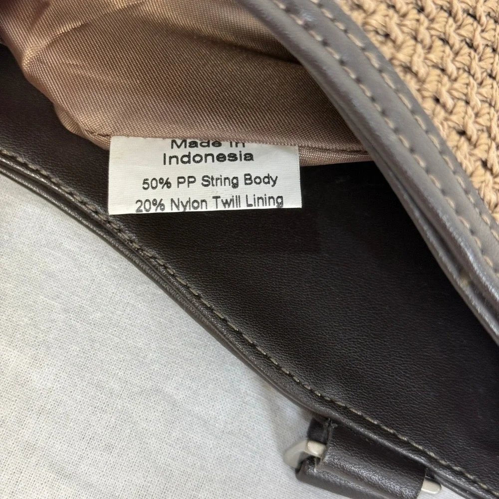 The Sak Brown Woven Shoulder Bag /Purse Dark Brown Faux Leather‎ Trim